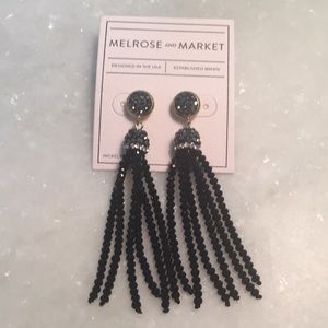 Crystal & druzy tassel midnight earrings